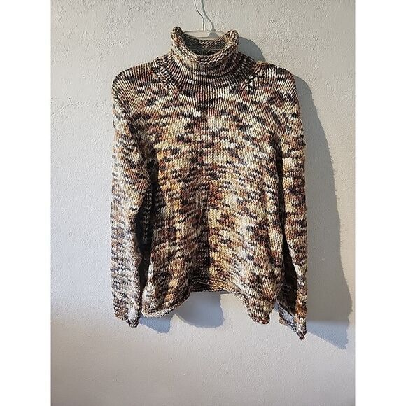 Columbia Sweater Womens Large Wool Blend Fair Isle Pattern Cowl Roll Neck Knit - Picture 1 of 7
